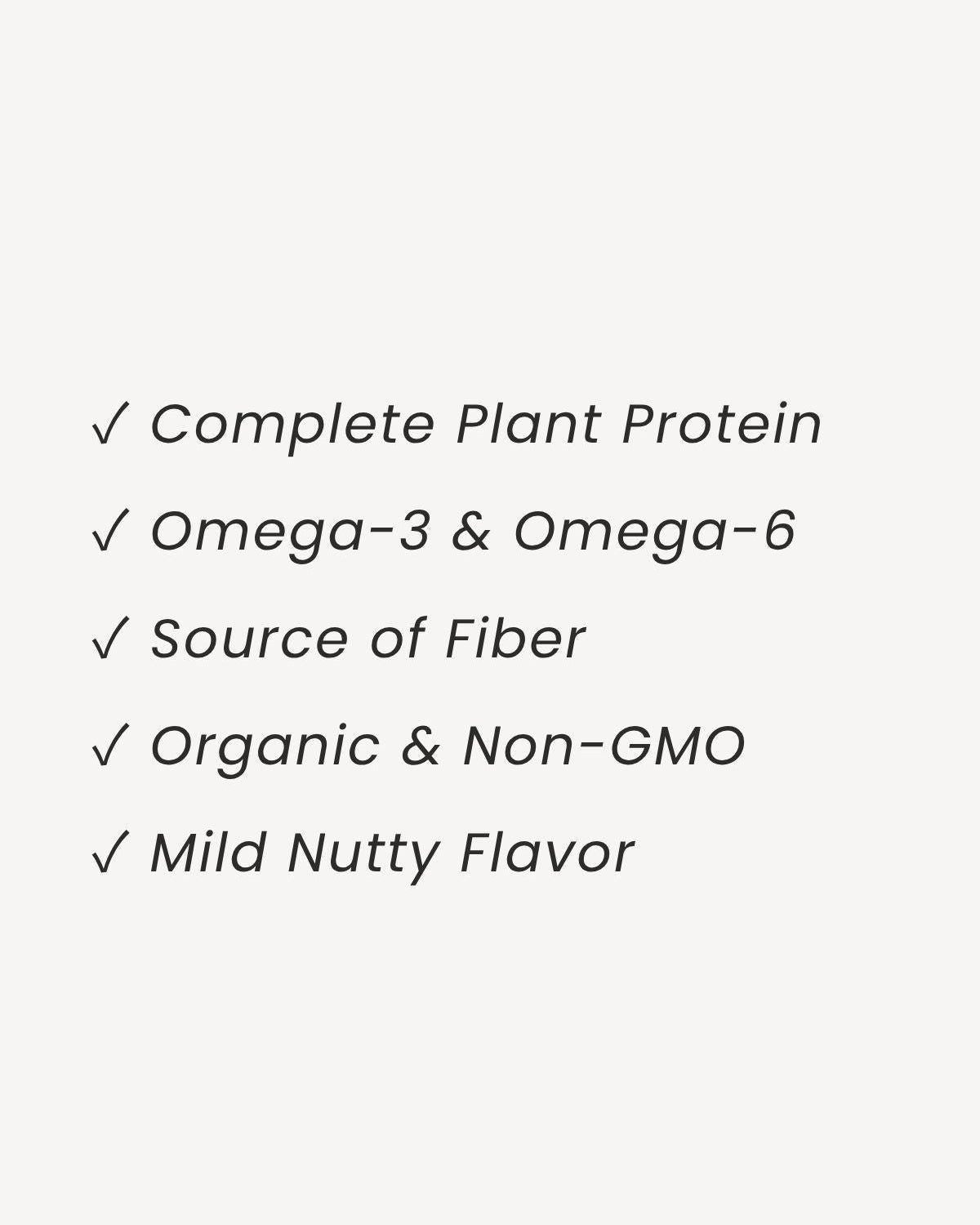 List of product features on a white background